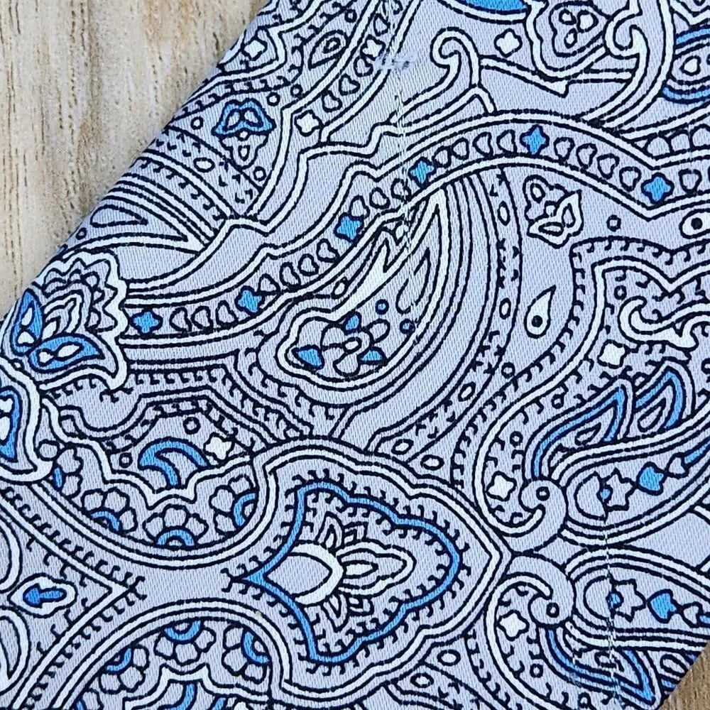 💜Gray & Blue Paisley Pre-Tied Clip-on Tie Youth XLarge